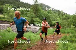 21.06.2024, Les Diablerets, Switzerland (SUI): Jason Rueesch (SUI), Jonas Baumann (SUI), Janik Riebli (SUI), (l-r) - Cross-Country summer training, Les Diablerets (SUI). www.nordicfocus.com. © Manzoni/NordicFocus. Every downloaded picture is fee-liable.