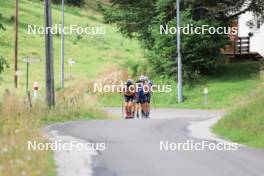 24.07.2024, Premanon, France (FRA): Hugo Lapalus (FRA), Thomas Joly (FRA), Theo Schely (FRA), Jules Lapierre (FRA), Lucas Chanavat (FRA), (l-r) - Cross-Country summer training, Premanon (FRA). www.nordicfocus.com. © Manzoni/NordicFocus. Every downloaded picture is fee-liable.