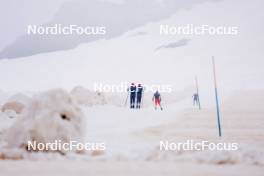 22.06.2024, Les Diablerets, Switzerland (SUI): Valerio Grond (SUI), Beda Klee (SUI), Antonin Savary (SUI), (l-r) - Cross-Country summer training on the Glacier 3000, Les Diablerets (SUI). www.nordicfocus.com. © Manzoni/NordicFocus. Every downloaded picture is fee-liable.