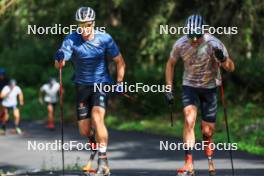 15.08.2024, Ulrichen, Switzerland (SUI): Jan-Friedrich Doerks (GER), Janosch Brugger (GER), (l-r) - Cross-Country summer training, Ulrichen (SUI). www.nordicfocus.com. © Manzoni/NordicFocus. Every downloaded picture is fee-liable.