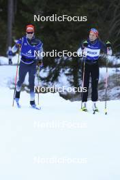 07.11.2024, Davos, Switzerland (SUI): Antonin Savary (SUI), Anja Weber (SUI), (l-r) - Cross-Country training, snowfarming track, Davos (SUI). www.nordicfocus.com. © Manzoni/NordicFocus. Every downloaded picture is fee-liable.