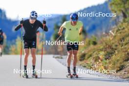 12.10.2024, Ramsau am Dachstein, Austria (AUT): Albert Kuchler (GER), Lucas Boegl (GER), (l-r) - Cross-Country summer training, Ramsau am Dachstein (AUT). www.nordicfocus.com. © Manzoni/NordicFocus. Every downloaded picture is fee-liable.