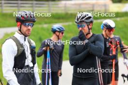 28.05.2024, Lenzerheide, Switzerland (SUI): Erik Braten Guidon (NOR), coach Team Switzerland, Beda Klee (SUI), (l-r) - Cross-Country training, Lenzerheide (SUI). www.nordicfocus.com. © Manzoni/NordicFocus. Every downloaded picture is fee-liable.