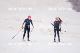 22.06.2024, Les Diablerets, Switzerland (SUI): Desiree Steiner (SUI), Karoline Braten Guidon (SUI), coach Team Switzerland, (l-r) - Cross-Country summer training on the Glacier 3000, Les Diablerets (SUI). www.nordicfocus.com. © Manzoni/NordicFocus. Every downloaded picture is fee-liable.