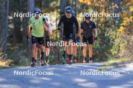 12.10.2024, Ramsau am Dachstein, Austria (AUT): Luca Petzold (GER), Paul Graef (GER), Lucas Boegl (GER), Alexander Brandner (GER), Anian Sossau (GER), Albert Kuchler (GER), (l-r) - Cross-Country summer training, Ramsau am Dachstein (AUT). www.nordicfocus.com. © Manzoni/NordicFocus. Every downloaded picture is fee-liable.