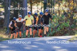 12.10.2024, Ramsau am Dachstein, Austria (AUT): Luca Petzold (GER), Paul Graef (GER), Lucas Boegl (GER), Alexander Brandner (GER), Anian Sossau (GER), Albert Kuchler (GER), (l-r) - Cross-Country summer training, Ramsau am Dachstein (AUT). www.nordicfocus.com. © Manzoni/NordicFocus. Every downloaded picture is fee-liable.