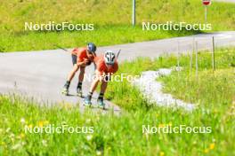 04.06.2024, Lenzerheide, Switzerland (SUI): Fabrizio Albasini (SUI), Antonin Savary (SUI), (l-r) - Cross-Country training, Lenzerheide (SUI). www.nordicfocus.com. © Manzoni/NordicFocus. Every downloaded picture is fee-liable.