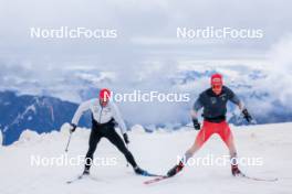 22.06.2024, Les Diablerets, Switzerland (SUI): Roman Schaad (SUI), Nicola Wigger (SUI), (l-r) - Cross-Country summer training on the Glacier 3000, Les Diablerets (SUI). www.nordicfocus.com. © Manzoni/NordicFocus. Every downloaded picture is fee-liable.