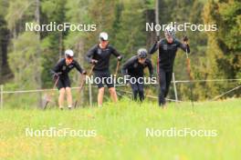 28.05.2024, Lenzerheide, Switzerland (SUI): Noe Naeff (SUI), Isai Naeff (SUI), Jason Rueesch (SUI), Beda Klee (SUI), (l-r) - Cross-Country training, Lenzerheide (SUI). www.nordicfocus.com. © Manzoni/NordicFocus. Every downloaded picture is fee-liable.