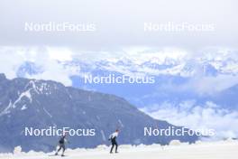 22.06.2024, Les Diablerets, Switzerland (SUI): Valerio Grond (SUI), Ilan Pittier (SUI), (l-r) - Cross-Country summer training on the Glacier 3000, Les Diablerets (SUI). www.nordicfocus.com. © Manzoni/NordicFocus. Every downloaded picture is fee-liable.