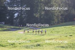 14.08.2024, Ulrichen, Switzerland (SUI): Victoria Carl (GER), Katharina Hennig (GER), Sofie Krehl (GER), Laura Gimmler (GER), Lisa Lohmann (GER), Katherine Sauerbrey (GER), Pia Fink (GER), (l-r) - Cross-Country summer training, Ulrichen (SUI). www.nordicfocus.com. © Manzoni/NordicFocus. Every downloaded picture is fee-liable.