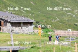 07.08.2024, Lenzerheide, Switzerland (SUI): Nicola Wigger (SUI), Valerio Grond (SUI), Beda Klee (SUI), (l-r) - Cross-Country summer training, Lenzerheide (SUI). www.nordicfocus.com. © Manzoni/NordicFocus. Every downloaded picture is fee-liable.