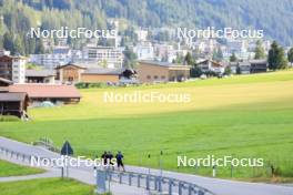 07.08.2024, Lenzerheide, Switzerland (SUI): Nicola Wigger (SUI), Valerio Grond (SUI), Beda Klee (SUI), (l-r) - Cross-Country summer training, Lenzerheide (SUI). www.nordicfocus.com. © Manzoni/NordicFocus. Every downloaded picture is fee-liable.