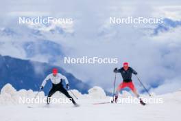 22.06.2024, Les Diablerets, Switzerland (SUI): Roman Schaad (SUI), Nicola Wigger (SUI), (l-r) - Cross-Country summer training on the Glacier 3000, Les Diablerets (SUI). www.nordicfocus.com. © Manzoni/NordicFocus. Every downloaded picture is fee-liable.