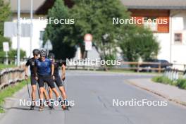 07.08.2024, Lenzerheide, Switzerland (SUI): Nicola Wigger (SUI), Valerio Grond (SUI), Beda Klee (SUI), (l-r) - Cross-Country summer training, Lenzerheide (SUI). www.nordicfocus.com. © Manzoni/NordicFocus. Every downloaded picture is fee-liable.