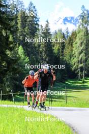 04.06.2024, Lenzerheide, Switzerland (SUI): Jon-Fadri Nufer (SUI), Nicola Wigger (SUI), Janik Riebli (SUI), (l-r) - Cross-Country training, Lenzerheide (SUI). www.nordicfocus.com. © Manzoni/NordicFocus. Every downloaded picture is fee-liable.