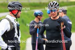 28.05.2024, Lenzerheide, Switzerland (SUI): Erik Braten Guidon (NOR), coach Team Switzerland, Beda Klee (SUI), (l-r) - Cross-Country training, Lenzerheide (SUI). www.nordicfocus.com. © Manzoni/NordicFocus. Every downloaded picture is fee-liable.