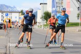 07.08.2024, Lenzerheide, Switzerland (SUI): Jon-Fadri Nufer (SUI), Cla-Ursin Nufer (SUI), Ilan Pittier (SUI), Alina Meier (SUI), (l-r) - Cross-Country summer training, Lenzerheide (SUI). www.nordicfocus.com. © Manzoni/NordicFocus. Every downloaded picture is fee-liable.