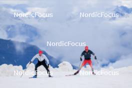 22.06.2024, Les Diablerets, Switzerland (SUI): Roman Schaad (SUI), Nicola Wigger (SUI), (l-r) - Cross-Country summer training on the Glacier 3000, Les Diablerets (SUI). www.nordicfocus.com. © Manzoni/NordicFocus. Every downloaded picture is fee-liable.