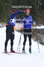 07.11.2024, Davos, Switzerland (SUI): Andreas Waldmeier (SUI), Candide Pralong (SUI), (l-r) - Cross-Country training, snowfarming track, Davos (SUI). www.nordicfocus.com. © Manzoni/NordicFocus. Every downloaded picture is fee-liable.