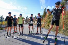 12.10.2024, Ramsau am Dachstein, Austria (AUT): Albert Kuchler (GER), Anian Sossau (GER), Lucas Boegl (GER), Luca Petzold (GER), Paul Graef (GER), Alexander Brandner (GER), (l-r) - Cross-Country summer training, Ramsau am Dachstein (AUT). www.nordicfocus.com. © Manzoni/NordicFocus. Every downloaded picture is fee-liable.