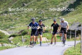 07.08.2024, Lenzerheide, Switzerland (SUI): Beda Klee (SUI), Valerio Grond (SUI), Nicola Wigger (SUI), Dario Cologna (SUI), (l-r) - Cross-Country summer training, Lenzerheide (SUI). www.nordicfocus.com. © Manzoni/NordicFocus. Every downloaded picture is fee-liable.