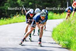 04.06.2024, Lenzerheide, Switzerland (SUI): Niklas Steiger (SUI), Noe Naeff (SUI), Jon-Fadri Nufer (SUI), (l-r) - Cross-Country training, Lenzerheide (SUI). www.nordicfocus.com. © Manzoni/NordicFocus. Every downloaded picture is fee-liable.