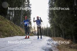 06.11.2024, Davos, Switzerland (SUI): Cyril Faehndrich (SUI), Sebastian Stalder (SUI), (l-r) - Cross-Country training, snowfarming track, Davos (SUI). www.nordicfocus.com. © Manzoni/NordicFocus. Every downloaded picture is fee-liable.