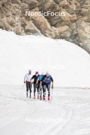 19.06.2024, Tignes, France (FRA): Renaud Jay (FRA), Hugo Lapalus (FRA), Richard Jouve (FRA), (l-r) - Cross-Country summer training, Tignes (FRA). www.nordicfocus.com. © Authamayou/NordicFocus. Every downloaded picture is fee-liable.