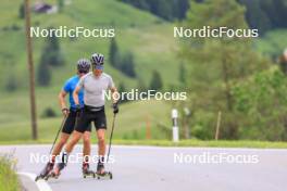 20.06.2024, Les Diablerets, Switzerland (SUI): Nicola Wigger (SUI), Beda Klee (SUI), (l-r) - Cross-Country summer training, Les Diablerets (SUI). www.nordicfocus.com. © Manzoni/NordicFocus. Every downloaded picture is fee-liable.