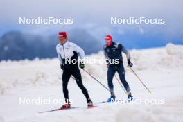 22.06.2024, Les Diablerets, Switzerland (SUI): Ilan Pittier (SUI), Valerio Grond (SUI), (l-r) - Cross-Country summer training on the Glacier 3000, Les Diablerets (SUI). www.nordicfocus.com. © Manzoni/NordicFocus. Every downloaded picture is fee-liable.