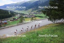 14.08.2024, Ulrichen, Switzerland (SUI): Katherine Sauerbrey (GER), Helen Hoffmann (GER), Lisa Lohmann (GER), Pia Fink (GER), Sofie Krehl (GER), Laura Gimmler (GER), (l-r) - Cross-Country summer training, Ulrichen (SUI). www.nordicfocus.com. © Manzoni/NordicFocus. Every downloaded picture is fee-liable.