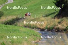 07.08.2024, Lenzerheide, Switzerland (SUI): Ramona Schoepfer (SUI), Alina Meier (SUI), Desiree Steiner (SUI), Nina Riederer (LIE), (l-r) - Cross-Country summer training, Lenzerheide (SUI). www.nordicfocus.com. © Manzoni/NordicFocus. Every downloaded picture is fee-liable.