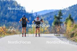 12.10.2024, Ramsau am Dachstein, Austria (AUT): Anian Sossau (GER), Paul Graef (GER), (l-r) - Cross-Country summer training, Ramsau am Dachstein (AUT). www.nordicfocus.com. © Manzoni/NordicFocus. Every downloaded picture is fee-liable.