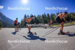 06.08.2024, Lenzerheide, Switzerland (SUI): Beda Klee (SUI), Valerio Grond (SUI), Nicola Wigger (SUI), (l-r) - Cross-Country summer training, Lenzerheide (SUI). www.nordicfocus.com. © Manzoni/NordicFocus. Every downloaded picture is fee-liable.