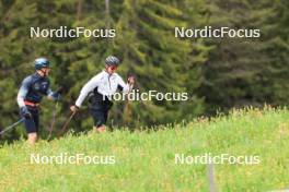 28.05.2024, Lenzerheide, Switzerland (SUI): Silvan Hauser (SUI), Nicola Wigger (SUI), (l-r) - Cross-Country training, Lenzerheide (SUI). www.nordicfocus.com. © Manzoni/NordicFocus. Every downloaded picture is fee-liable.