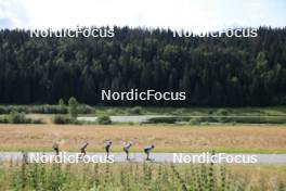 24.07.2024, Premanon, France (FRA): Hugo Lapalus (FRA), Thomas Joly (FRA), Theo Schely (FRA), Sabin Coupat (FRA), Lucas Chanavat (FRA), Jules Lapierre (FRA), Jules Chappaz (FRA), (l-r) - Cross-Country summer training, Premanon (FRA). www.nordicfocus.com. © Manzoni/NordicFocus. Every downloaded picture is fee-liable.