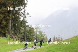 28.05.2024, Lenzerheide, Switzerland (SUI): Marco Isenschmid (SUI), Noe Naeff (SUI), Silvan Hauser (SUI), Janik Riebli (SUI), Jon-Fadri Nufer (SUI), (l-r) - Cross-Country training, Lenzerheide (SUI). www.nordicfocus.com. © Manzoni/NordicFocus. Every downloaded picture is fee-liable.