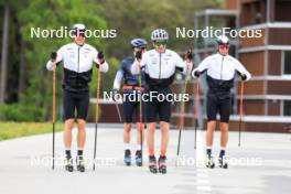 28.05.2024, Lenzerheide, Switzerland (SUI): Noe Naeff (SUI), Jon-Fadri Nufer (SUI), Isai Naeff (SUI), (l-r) - Cross-Country training, Lenzerheide (SUI). www.nordicfocus.com. © Manzoni/NordicFocus. Every downloaded picture is fee-liable.