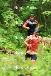 21.06.2024, Les Diablerets, Switzerland (SUI): Jonas Baumann (SUI), Janik Riebli (SUI), (l-r) - Cross-Country summer training, Les Diablerets (SUI). www.nordicfocus.com. © Manzoni/NordicFocus. Every downloaded picture is fee-liable.