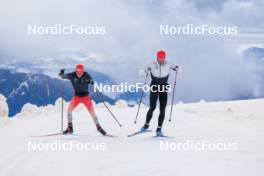 22.06.2024, Les Diablerets, Switzerland (SUI): Nicola Wigger (SUI), Roman Schaad (SUI), (l-r) - Cross-Country summer training on the Glacier 3000, Les Diablerets (SUI). www.nordicfocus.com. © Manzoni/NordicFocus. Every downloaded picture is fee-liable.