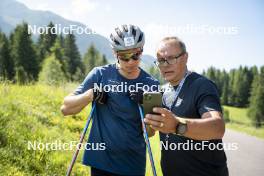 09.07.2024, Lavaze, Italy (ITA): Cyril Faehndrich (SUI), Ivan Hudac (CZE), (l-r)  - Cross-Country summer training, Lavaze (ITA). www.nordicfocus.com. © Vanzetta/NordicFocus. Every downloaded picture is fee-liable.