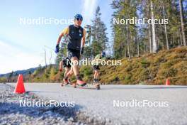 12.10.2024, Ramsau am Dachstein, Austria (AUT): Anian Sossau (GER), Alexander Brandner (GER), Lucas Boegl (GER), (l-r) - Cross-Country summer training, Ramsau am Dachstein (AUT). www.nordicfocus.com. © Manzoni/NordicFocus. Every downloaded picture is fee-liable.