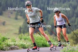 15.08.2024, Ulrichen, Switzerland (SUI): Victoria Carl (GER), Coletta Rydzek (GER), (l-r) - Cross-Country summer training, Ulrichen (SUI). www.nordicfocus.com. © Manzoni/NordicFocus. Every downloaded picture is fee-liable.