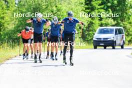 21.06.2024, Les Diablerets, Switzerland (SUI): Fabrizio Albasini (SUI), Janik Riebli (SUI), Antonin Savary (SUI), Beda Klee (SUI), Valerio Grond (SUI), Jason Rueesch (SUI), Ilan Pittier (SUI), Erwan Kaeser (SUI), Nicola Wigger (SUI), Jonas Baumann (SUI), (l-r) - Cross-Country summer training, Les Diablerets (SUI). www.nordicfocus.com. © Manzoni/NordicFocus. Every downloaded picture is fee-liable.