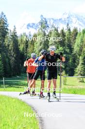 04.06.2024, Lenzerheide, Switzerland (SUI): Jon-Fadri Nufer (SUI), Nicola Wigger (SUI), Janik Riebli (SUI), (l-r) - Cross-Country training, Lenzerheide (SUI). www.nordicfocus.com. © Manzoni/NordicFocus. Every downloaded picture is fee-liable.