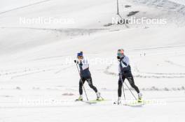 18.06.2024, Tignes, France (FRA): Flora Dolci (FRA), Léna Quintin (FRA), (l-r) - Cross-Country summer training, Tignes (FRA). www.nordicfocus.com. © Authamayou/NordicFocus. Every downloaded picture is fee-liable.