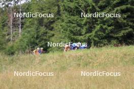 24.07.2024, Premanon, France (FRA): Thomas Joly (FRA), Hugo Lapalus (FRA), Remi Bourdin (FRA), Jules Lapierre (FRA), (l-r) - Cross-Country summer training, Premanon (FRA). www.nordicfocus.com. © Manzoni/NordicFocus. Every downloaded picture is fee-liable.