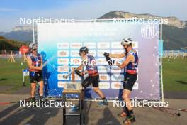 31.08.2024, Annecy, France (FRA): Sindre Bjornestad Skar (NOR), Michal Novak (CZE), Mathis Desloges (FRA), (l-r) - Martin Fourcade Nordic Festival Cross-Country, Annecy (FRA). www.nordicfocus.com. © Manzoni/NordicFocus. Every downloaded picture is fee-liable.