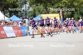 31.08.2024, Annecy, France (FRA): Maëlle Veyre (FRA), Victoria Carl (GER), Maja Dahlqvist (SWE), (l-r) - Martin Fourcade Nordic Festival Cross-Country, Annecy (FRA). www.nordicfocus.com. © Manzoni/NordicFocus. Every downloaded picture is fee-liable.